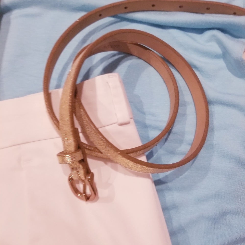 J Crew Skinny Metallic Italian Leather Belt